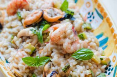 Receita de Risoto de camarões com abobrinha