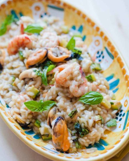 Receita de Risoto de camarões com abobrinha