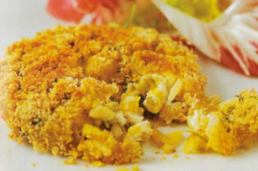 Bolo de risotto com manga lima e queijo