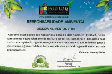 Certificado Responsabilidade Social Dickow Alimentos