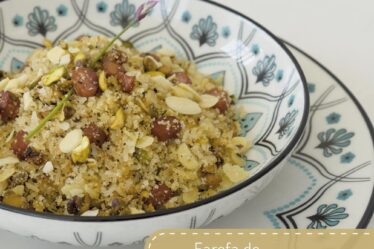 Receita Farofa de arroz com pistache e amêndoas