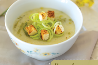 Receita Sopa de creme de arroz e alho-poró