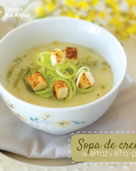 Receita Sopa de creme de arroz e alho-poró