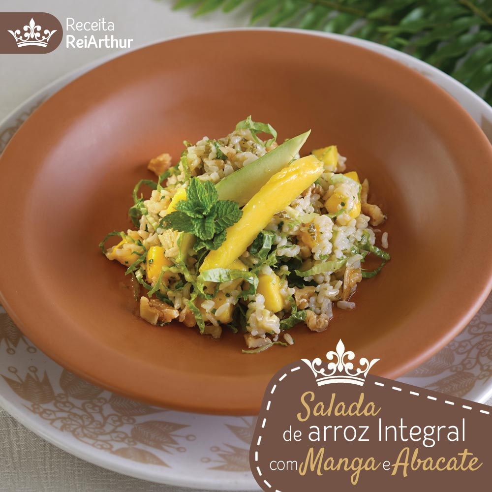 Salada de arroz Integral, manga e abacate
