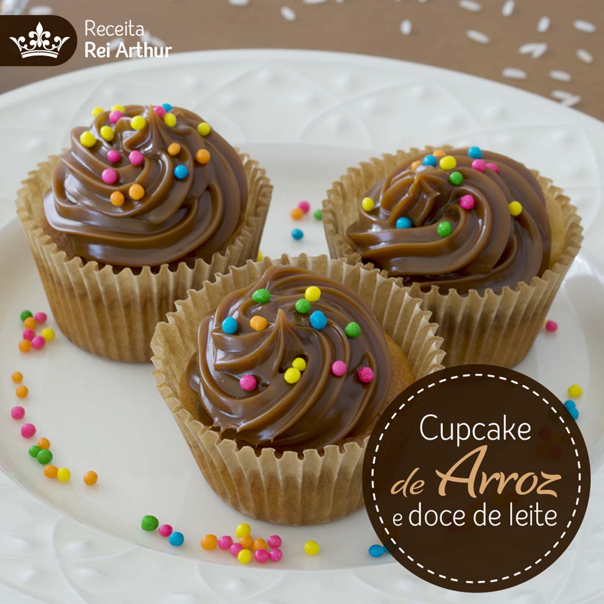 cupcake de arroz e doce de leite