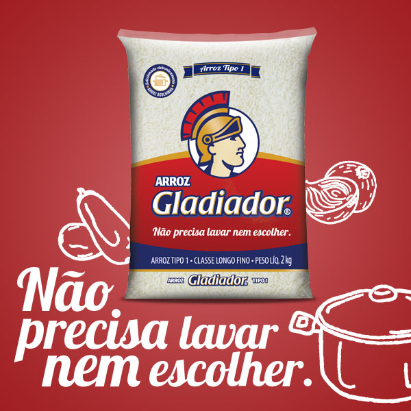 O arroz Gladiador não precisa lavar, nem escolher