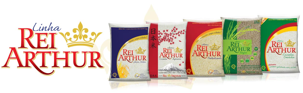 Linha completa de produtos Rei Arthur - Arroz nobre - Arroz de Qualidade - ISO9001 
